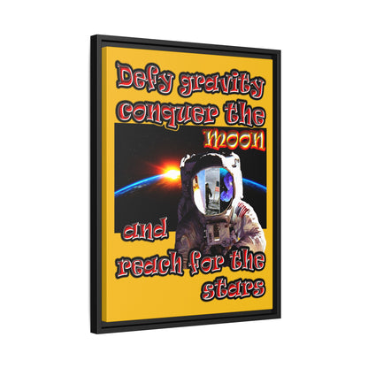 defy conquer reach - framed canvas art (yellow)