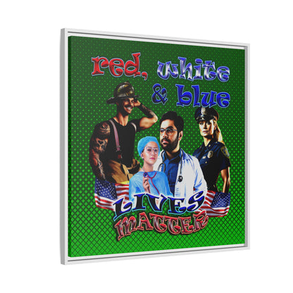 rw&b lives matter - framed canvas art (logo green)