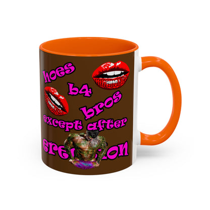 hoes b4 bros - Accent Mug (brown)