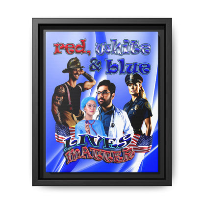 rw&b lives matter - framed canvas art (blue-white wave)