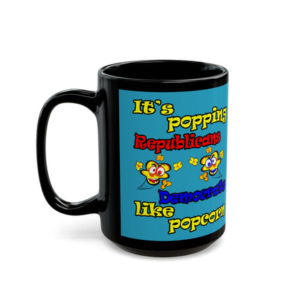 popping like popcorn - Black Mug (turquoise)