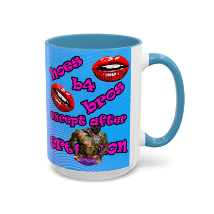 hoes b4 bros - Accent Mug (light blue-purple wave)