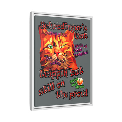 schrodinger's cat - framed canvas art (dark grey)