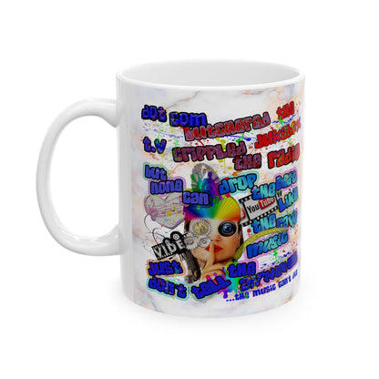drop the beat - White Mug (white marble)