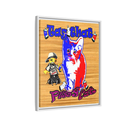 tag that - framed canvas art (butterscotch wood finish)