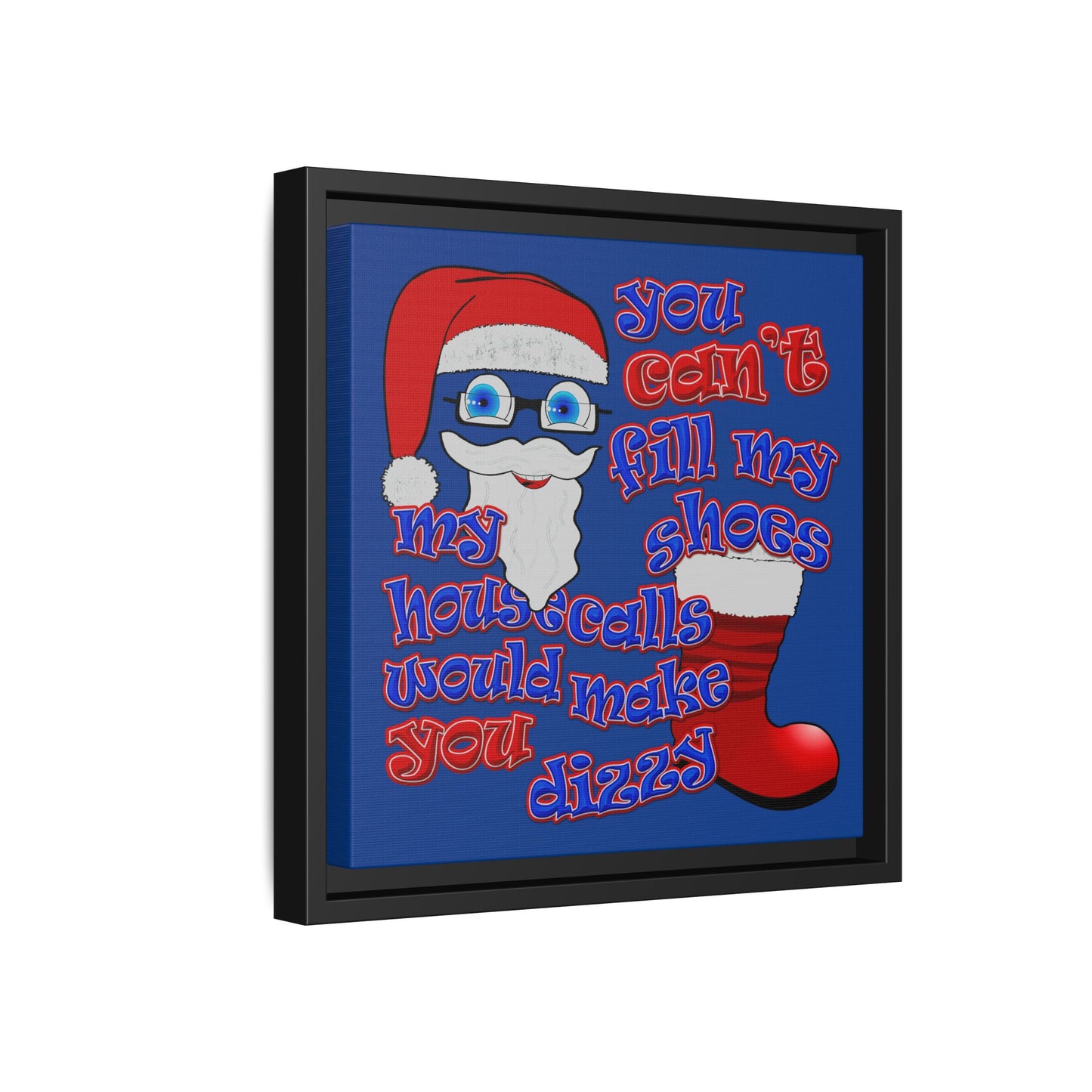 santa's shoes - framed canvas art (dark blue)