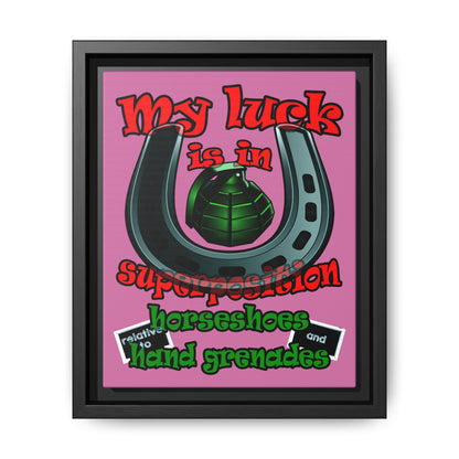 my luck - framed canvas art (light pink)