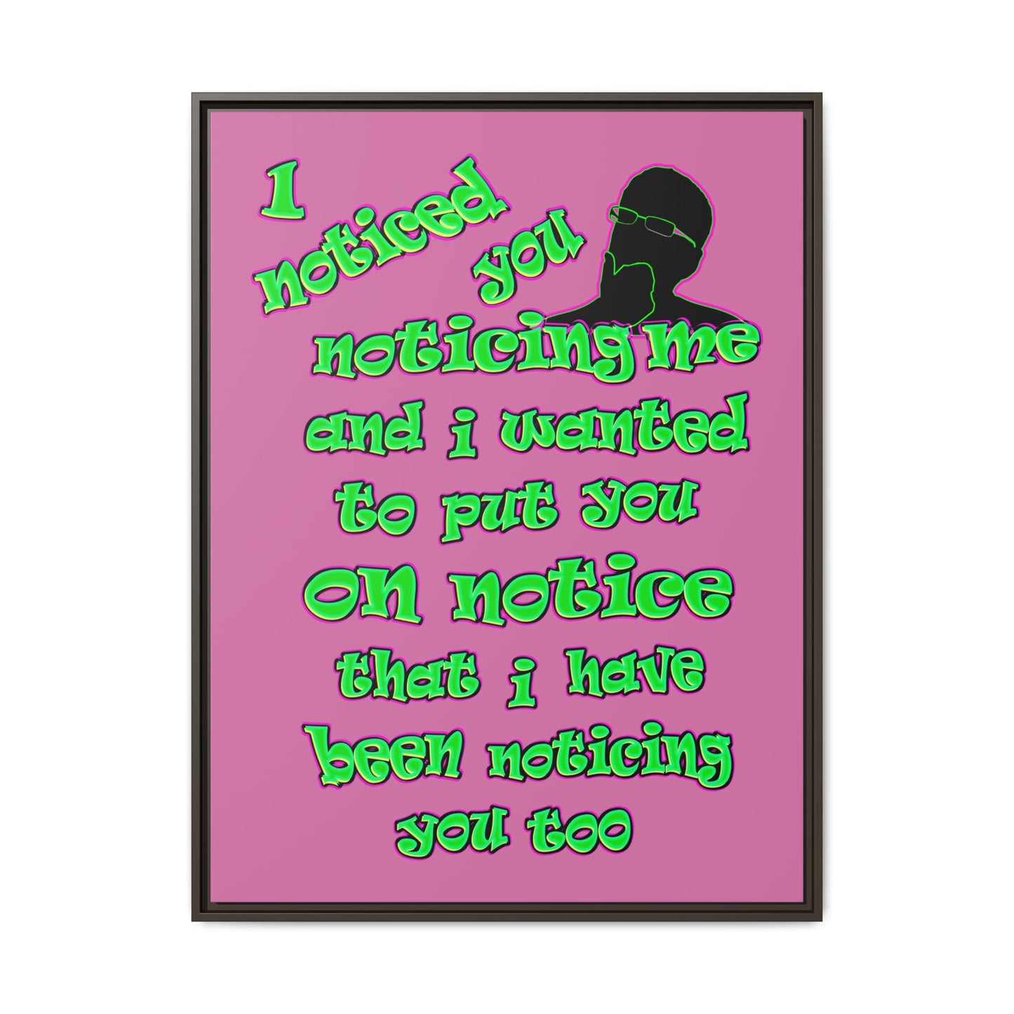 noticed you noticing - framed canvas art (light pink)
