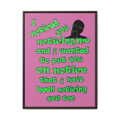 noticed you noticing - framed canvas art (light pink)