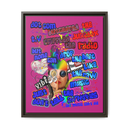 drop the beat - framed canvas art (pink)