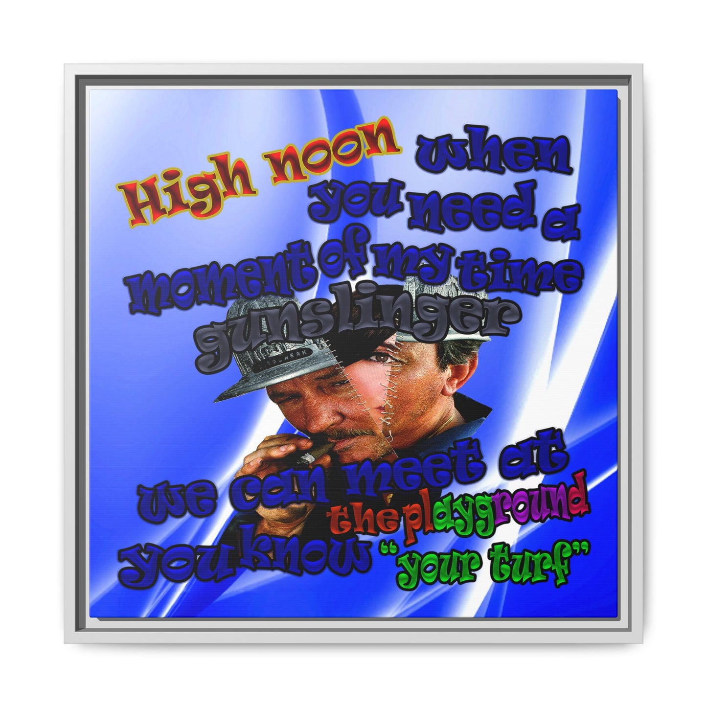 high noon - framed canvas art (blue-white wave)