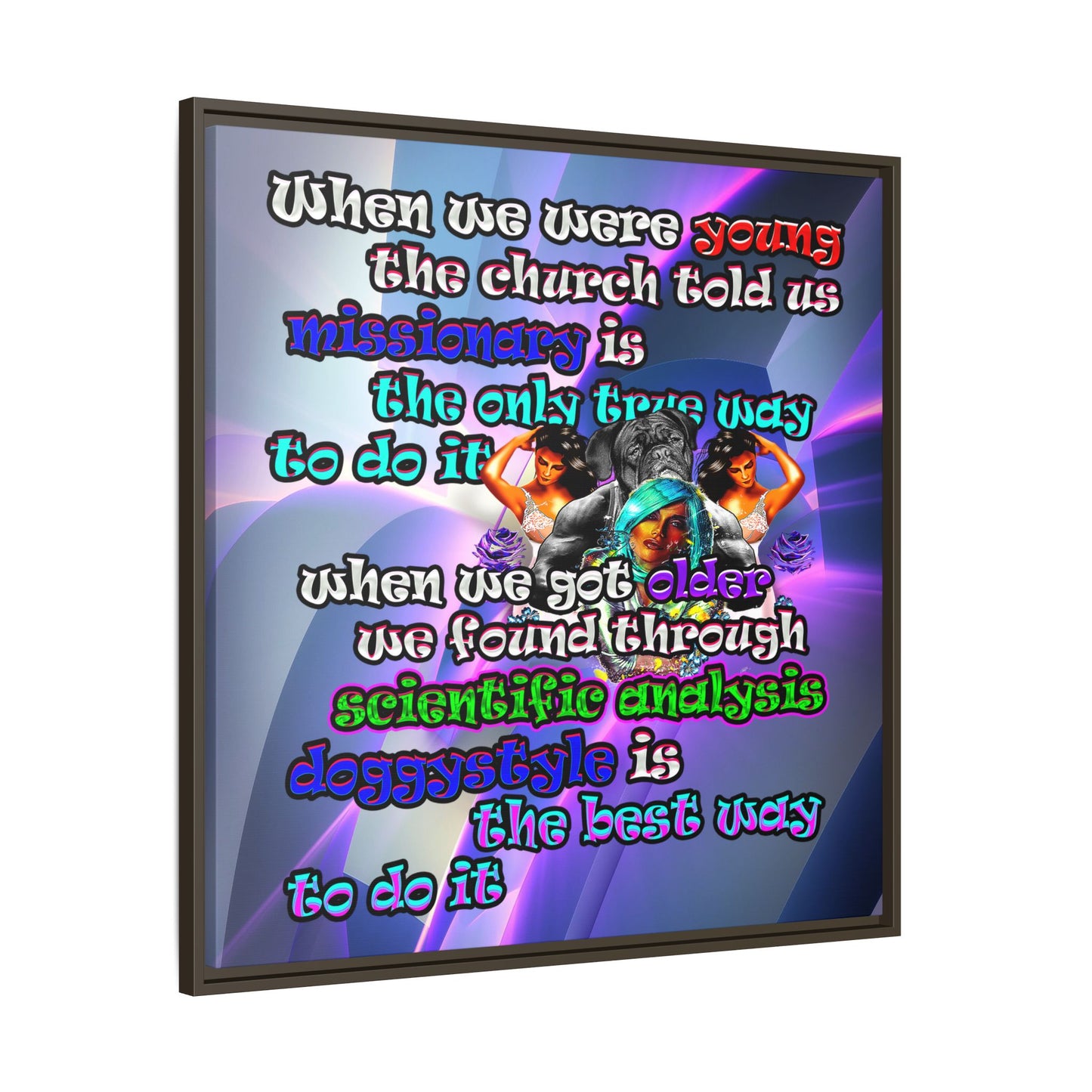 doggystyle - framed canvas art (grey-pink wave)