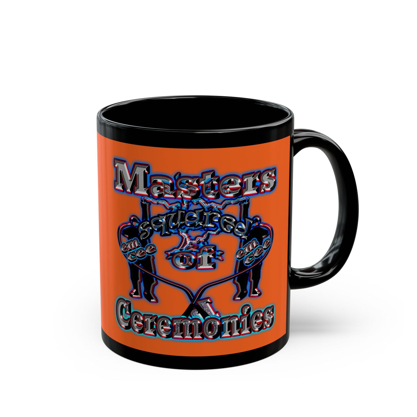 em cee squared - Black Mug (orange)