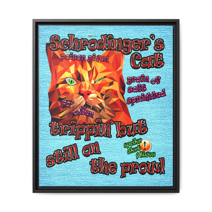 schrodinger's cat - framed canvas art (faded blue)