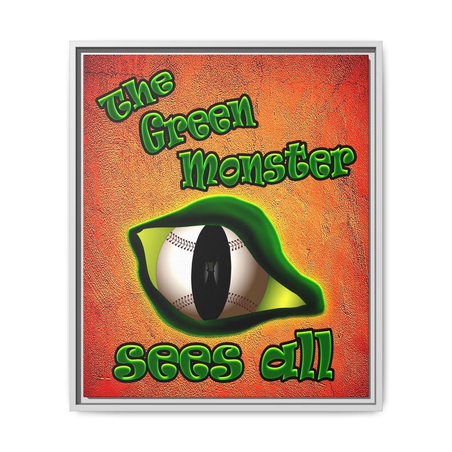green monster - framed canvas art (burnt orange)