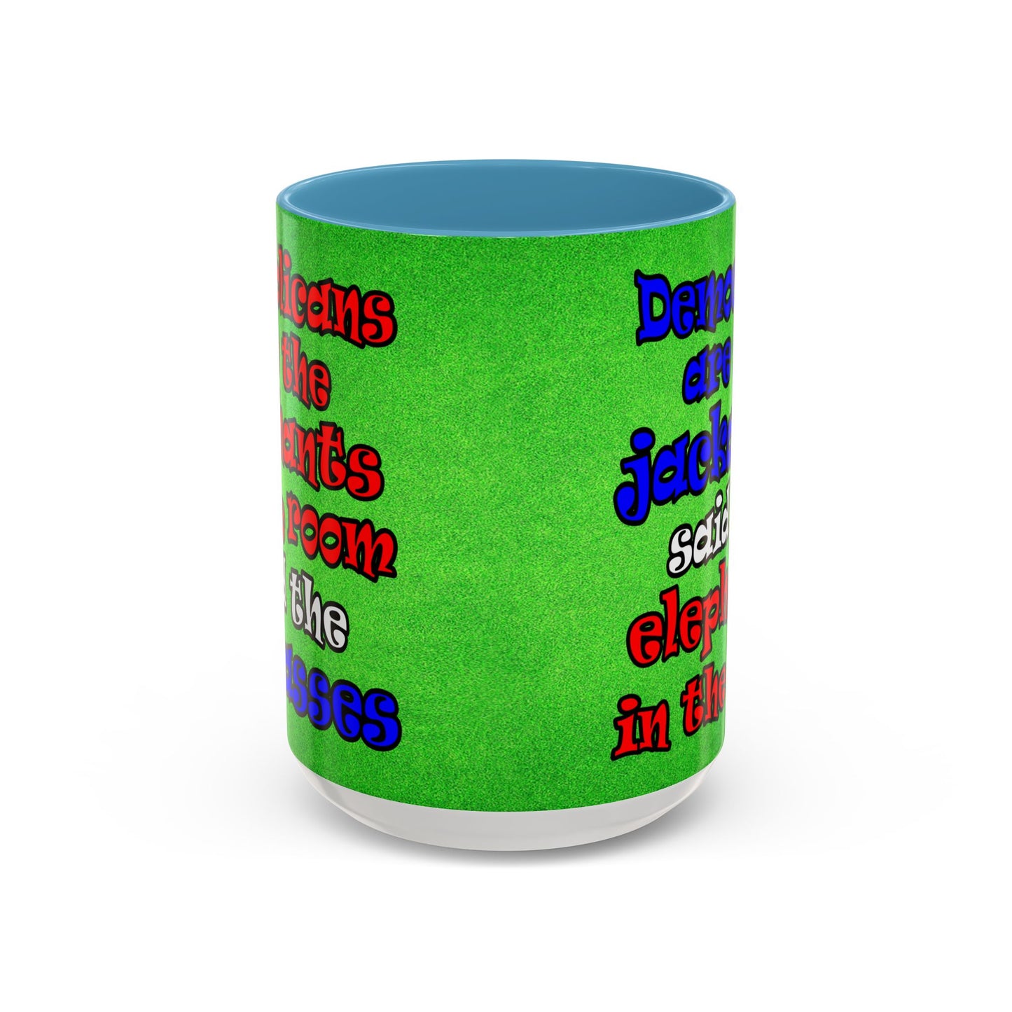 donkeys and elephants - Accent Mug (green turf)