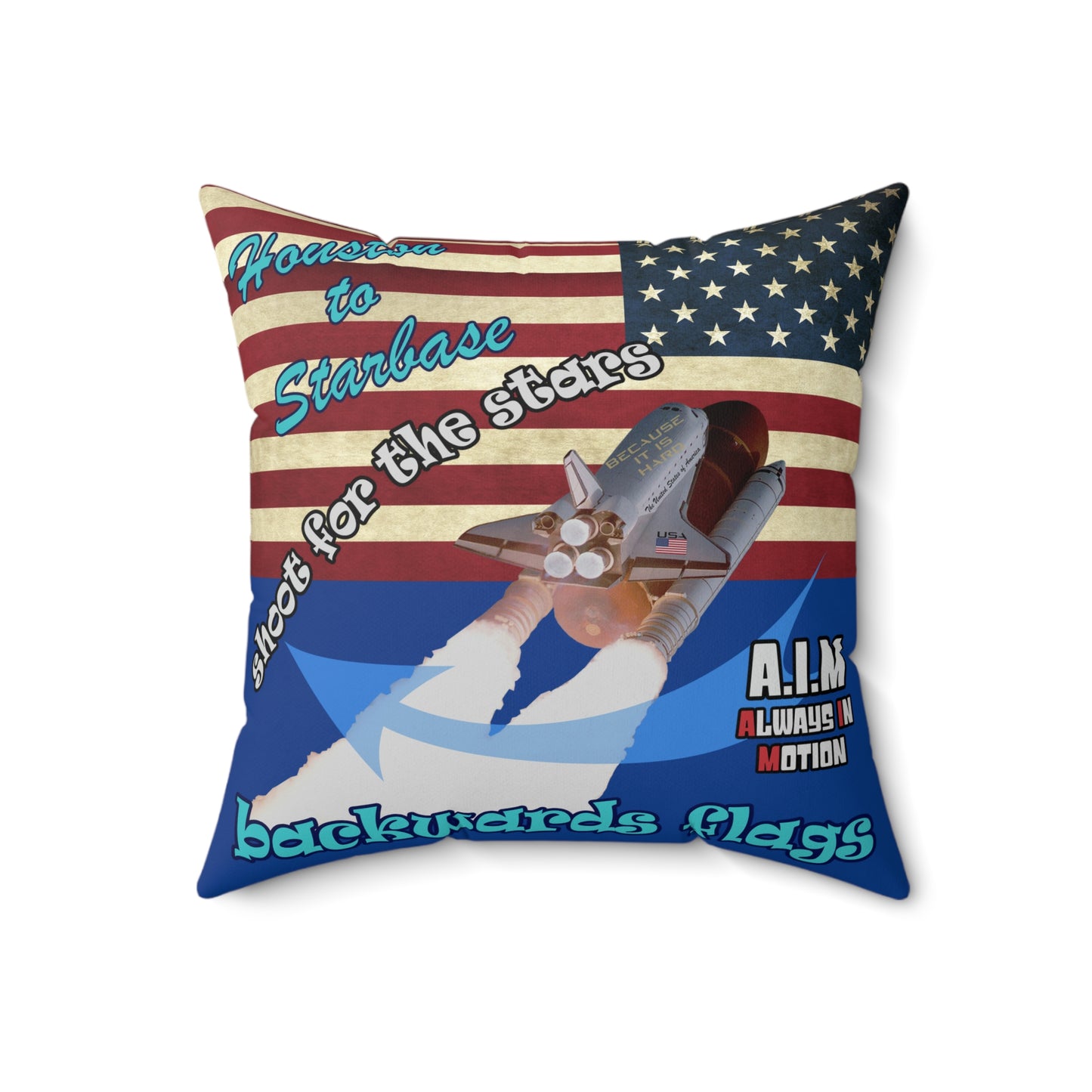 shoot for the stars - Spun Polyester Square Pillow - (dark blue)
