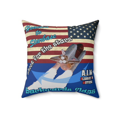 shoot for the stars - Spun Polyester Square Pillow - (dark blue)