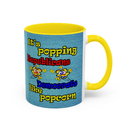 popping like popcorn - Accent Mug (faded dark blue)