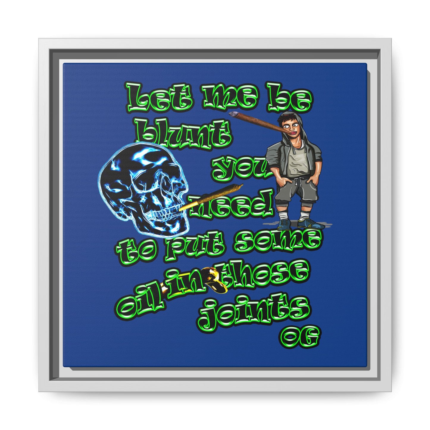 og - framed canvas art (dark blue)