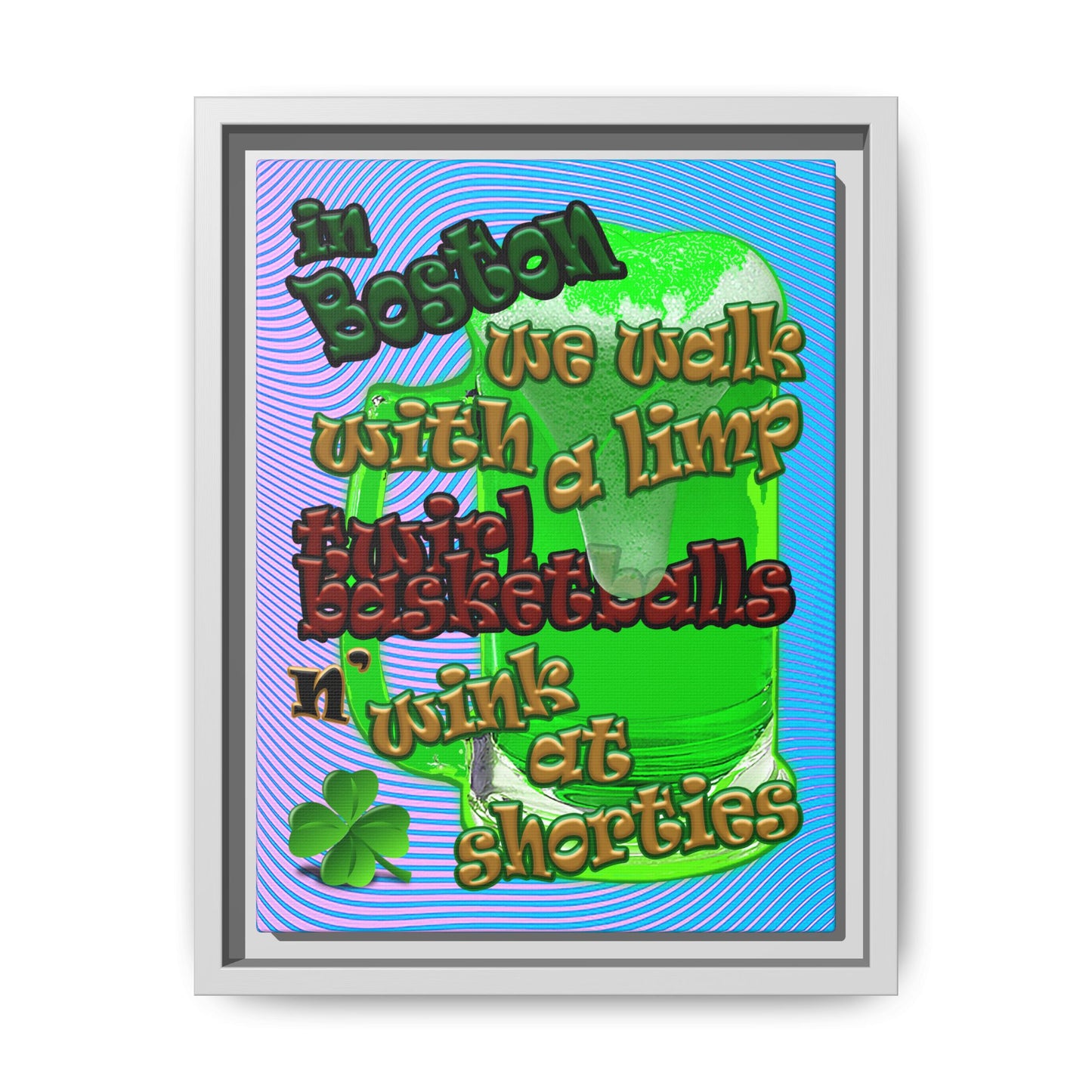 celtics logo - framed canvas art (light blue-purple wave)