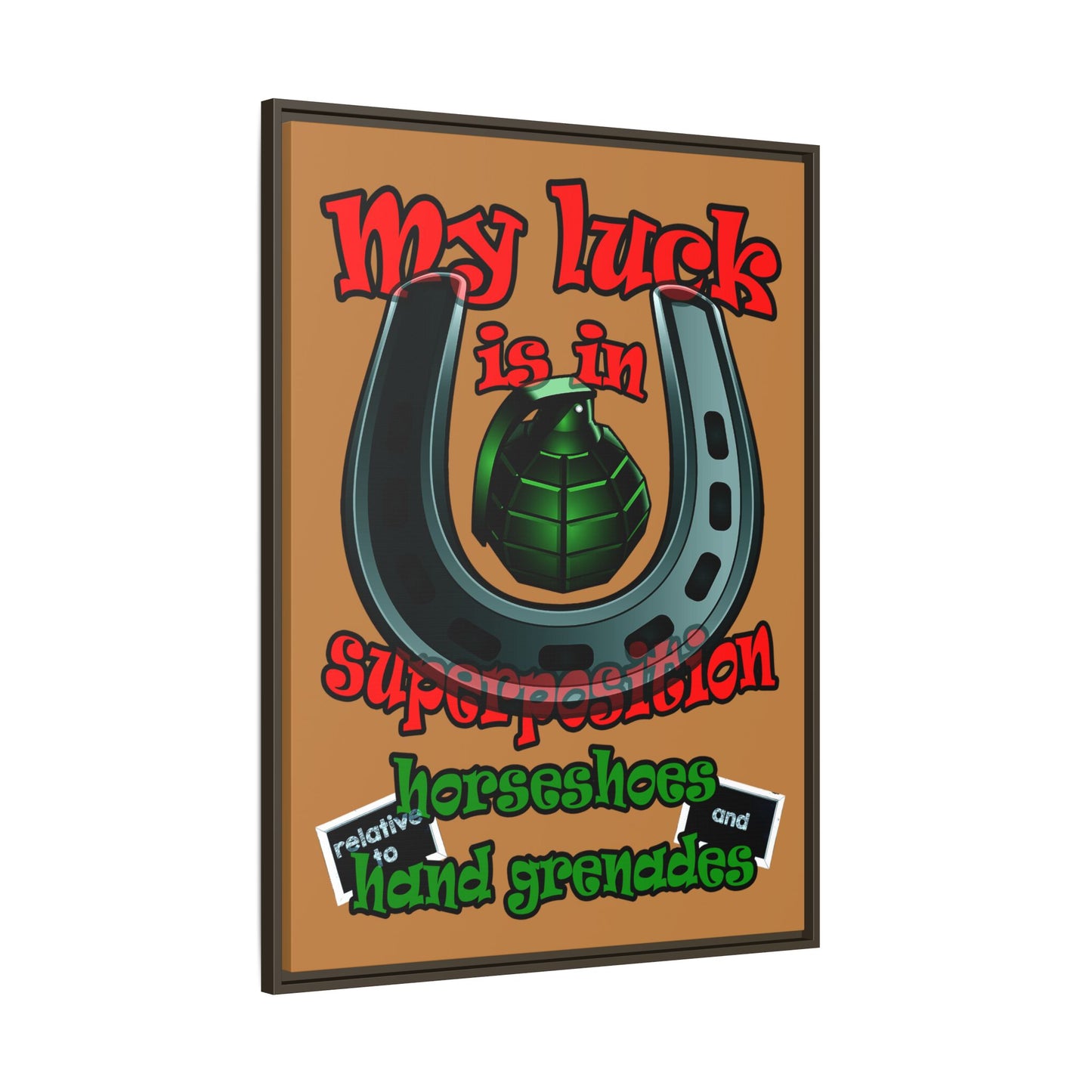my luck - framed canvas art (light brown)