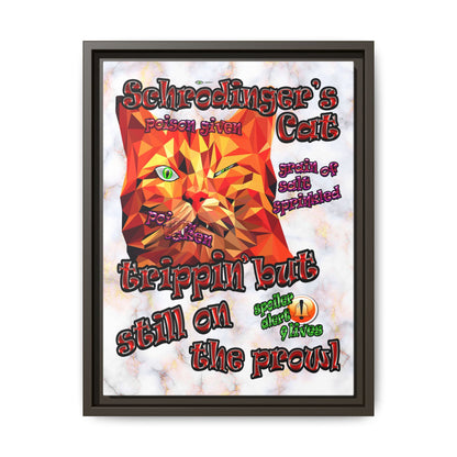 schrodinger's cat - framed canvas art (white marble)
