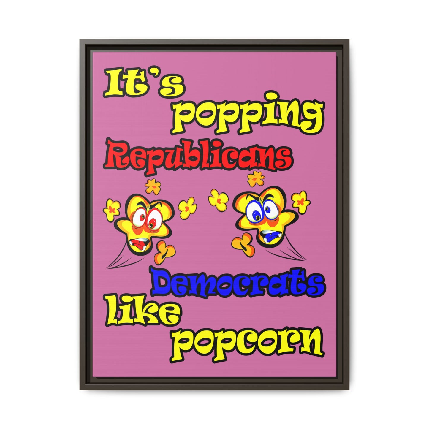 popping like popcorn - framed canvas art (light pink)