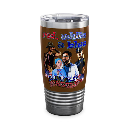 rw&b lives matter - Ringneck Tumbler, 20oz (brown)