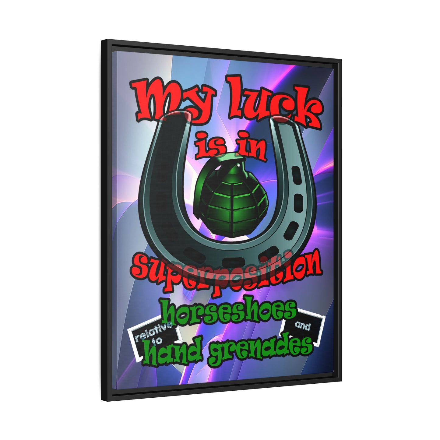 my luck - framed canvas art (grey-pink wave)