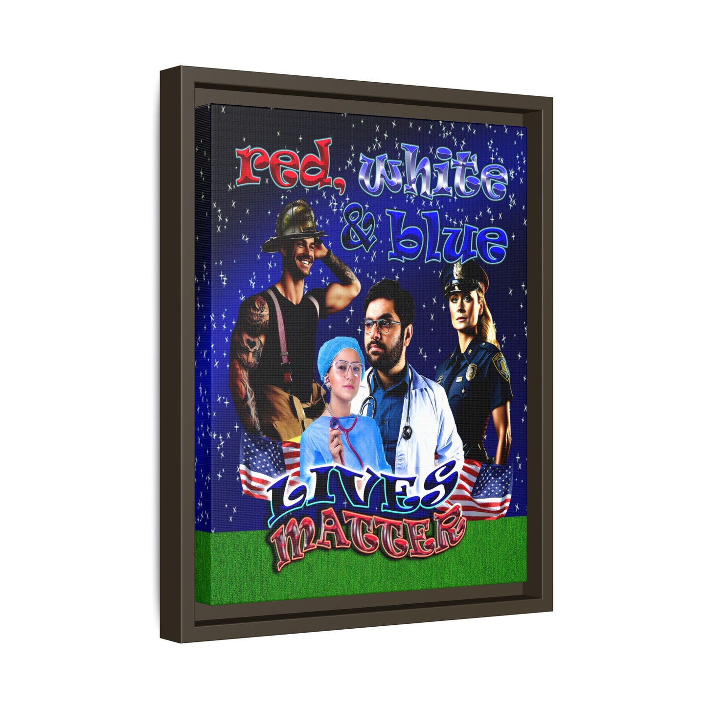 rw&b lives matter - framed canvas art ('snoops' background)