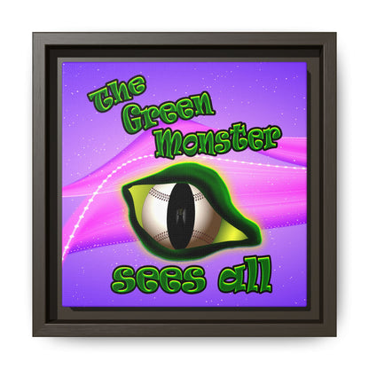 green monster - framed canvas art (purple-pink wave)