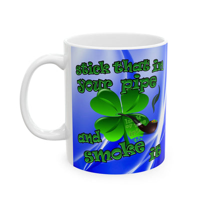 celtics logo - White Mug (blue-white wave)