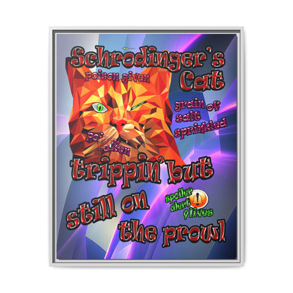 schrodinger's cat - framed canvas art (grey-pink wave)