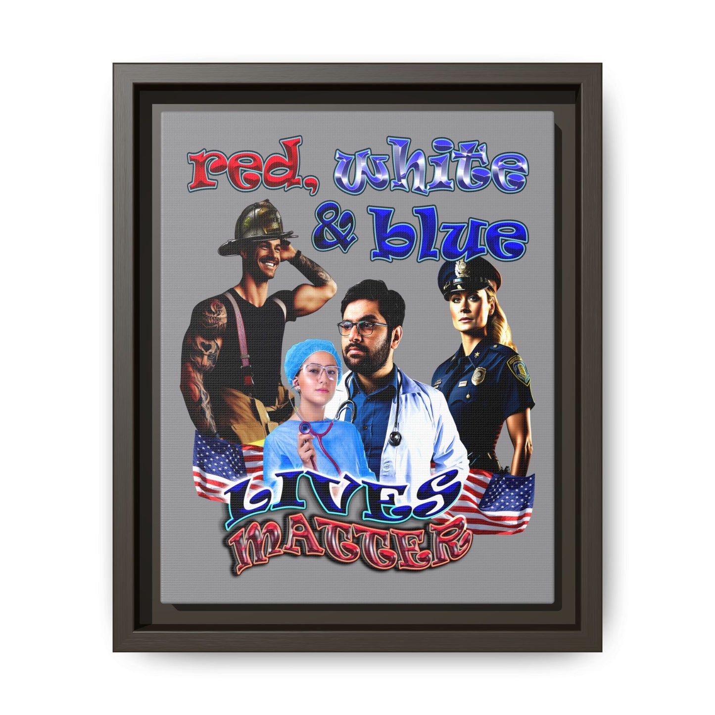 rw&b lives matter - framed canvas art (grey)