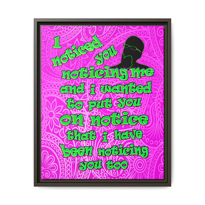 noticed you noticing - framed canvas art (pink swirl)