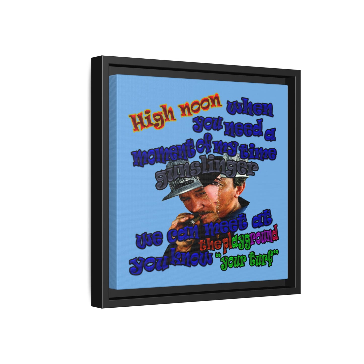 high noon - framed canvas art (light blue)