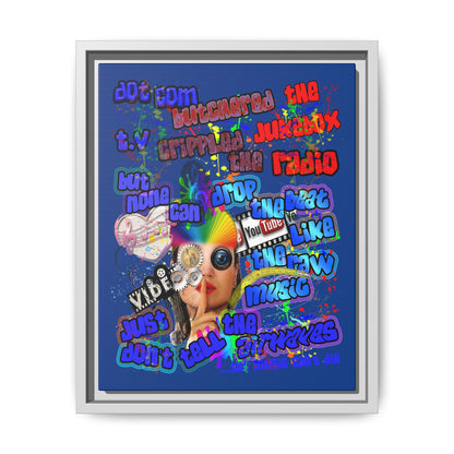 drop the beat - framed canvas art (dark blue)
