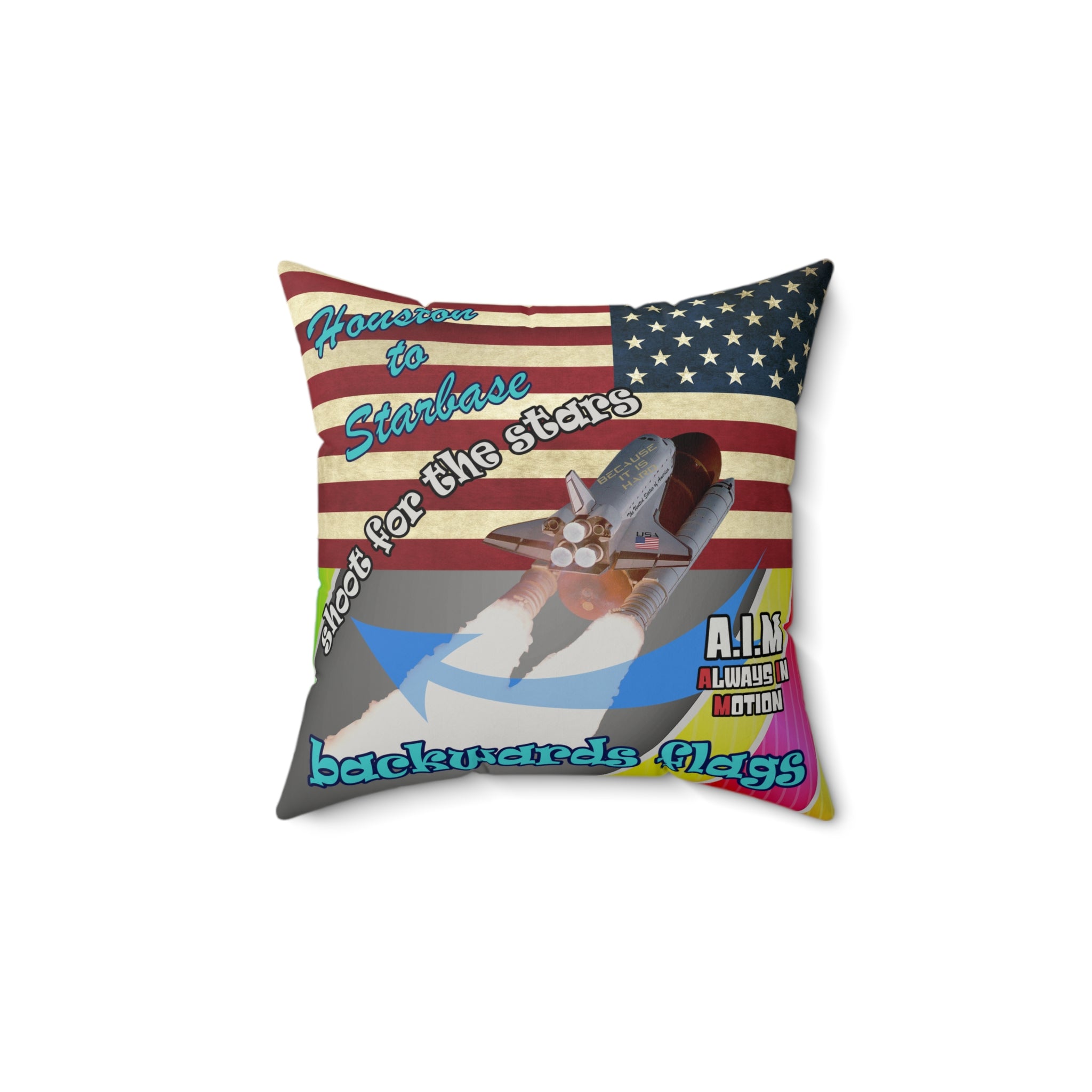 shoot for the stars - Faux Suede Square Pillow - (rainbow split)