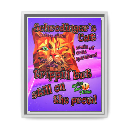 schrodinger's cat - framed canvas art (purple-pink wave)