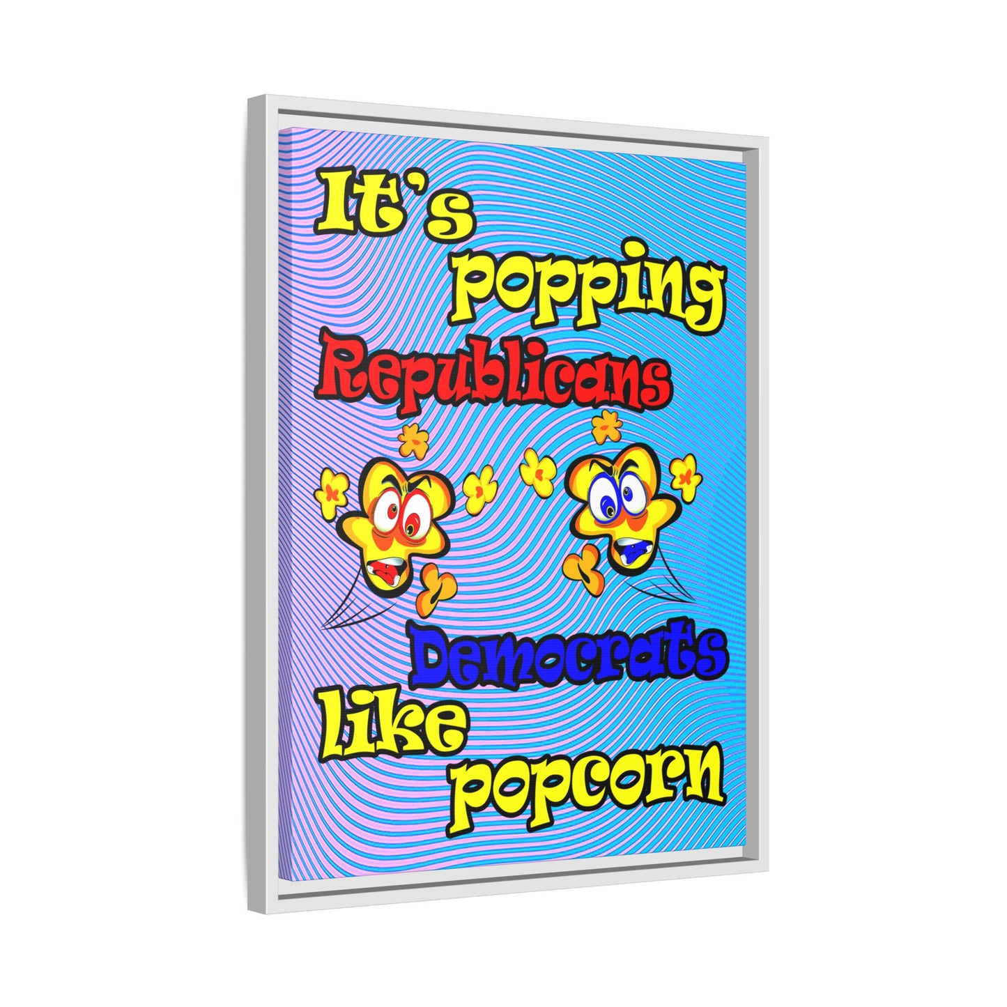 popping like popcorn - framed canvas art (light blue-purple wave)