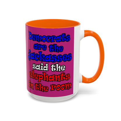 donkeys and elephants - Accent Mug (pink)