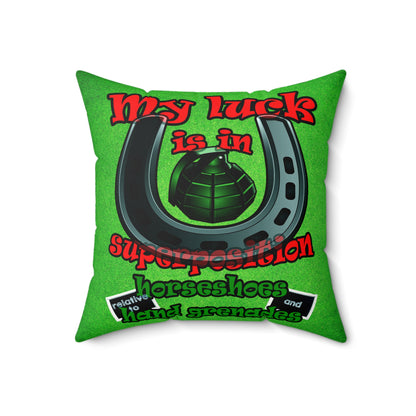 my luck - Faux Suede Square Pillow - (green turf)