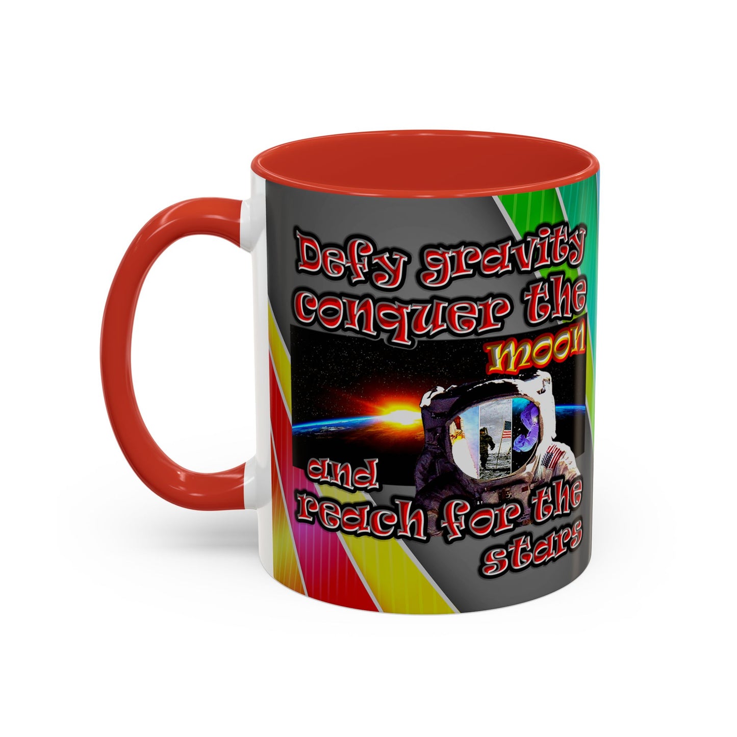 defy conquer reach - Accent Mug (rainbow split)