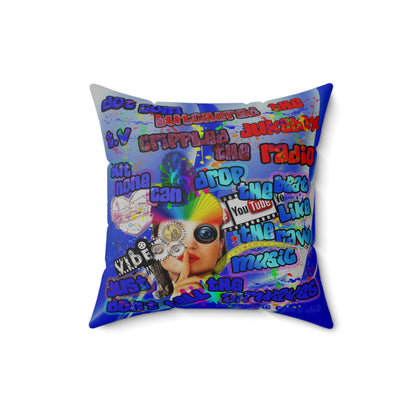 drop the beat - Spun Polyester Square Pillow - (blue-white wave)