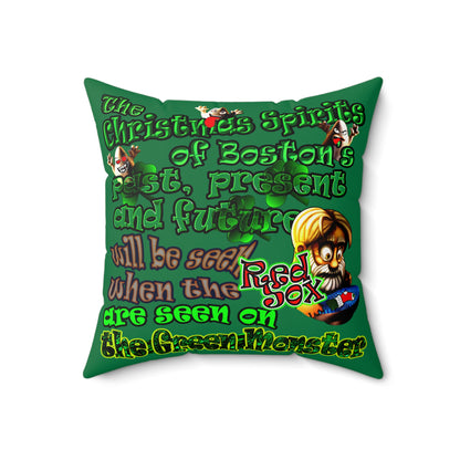 christmas spirits of boston - Faux Suede Square Pillow - (dark green)