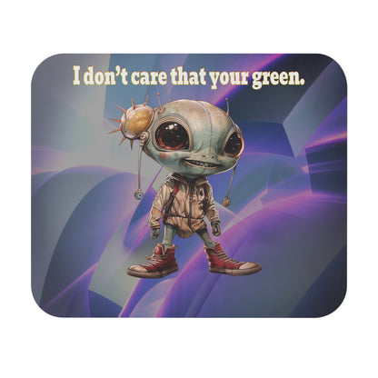 I don't care that your green - Mouse Pad (Rectangle) (grey-pink wave)