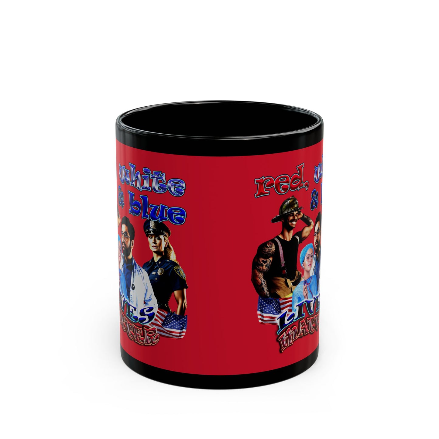 rw&b lives matter - Black Mug (dark red)