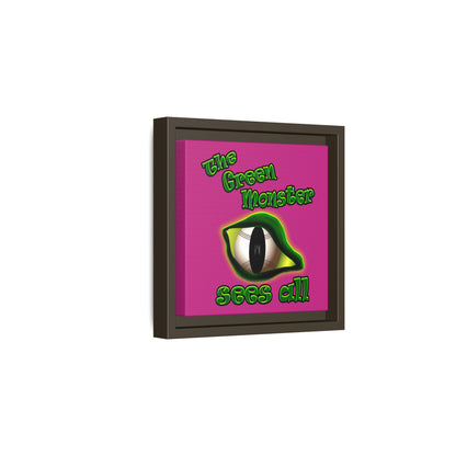 green monster - framed canvas art (pink)