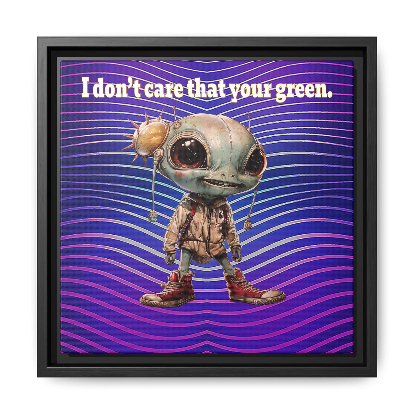 I don't care that your green - framed canvas art (purple wave)
